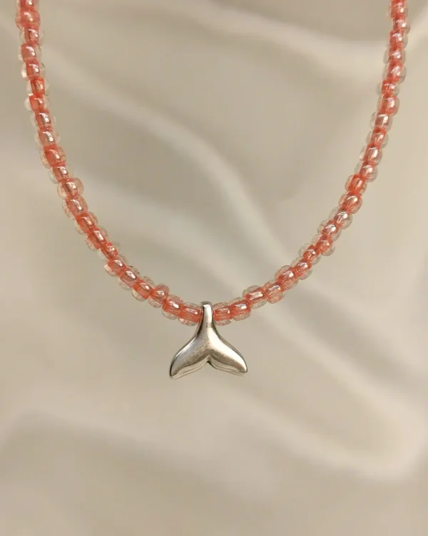 Κολιε Κοραλί Χάντρα Ουρά Γοργόνας ασημί