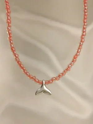 Κολιε Κοραλί Χάντρα Ουρά Γοργόνας ασημί