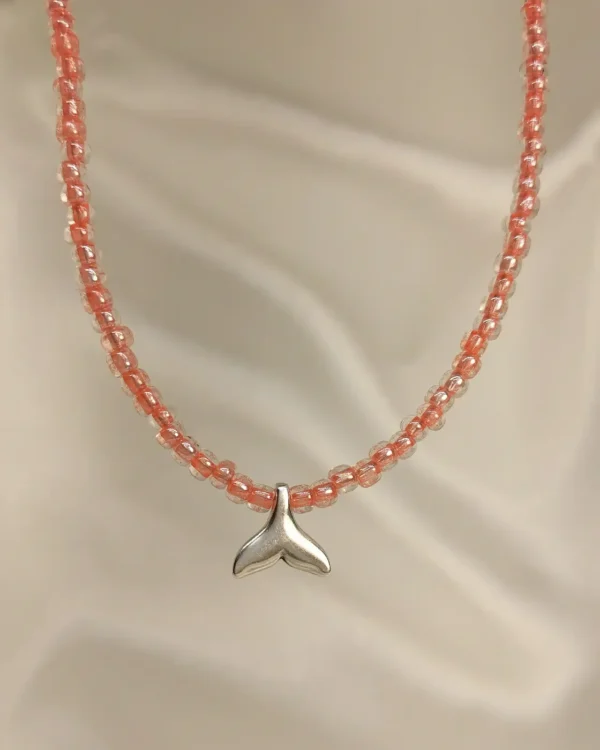 Κολιε Κοραλί Χάντρα Ουρά Γοργόνας ασημί