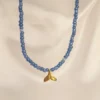 Κολιέ Μπλε Χάντρα Ουρά Γοργόνας χρυσό