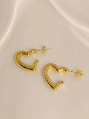 Σκουλαρίκια Κρίκοι Καρδιές χρυσά