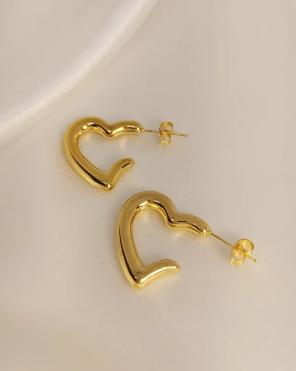 Σκουλαρίκια Κρίκοι Καρδιές χρυσά