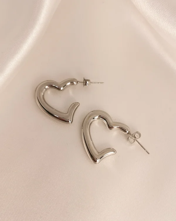 Σκουλαρίκια Κρίκοι Καρδιές ασημένια