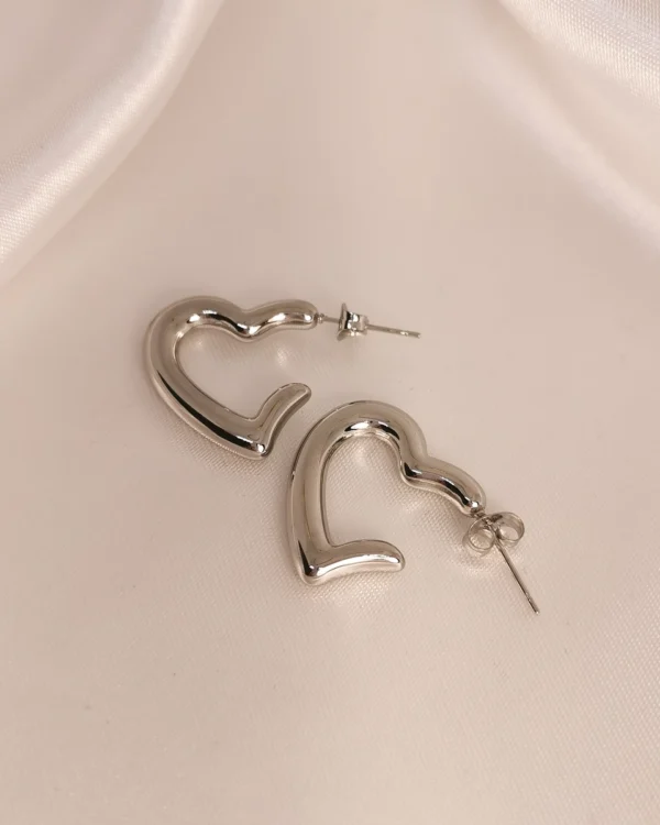 Σκουλαρίκια Κρίκοι Καρδιές ασημένια