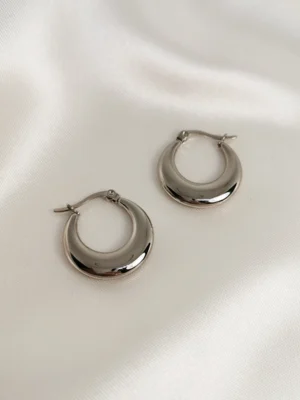 Σκουλαρίκια Κρίκοι μισοφέγγαρο ασημένια