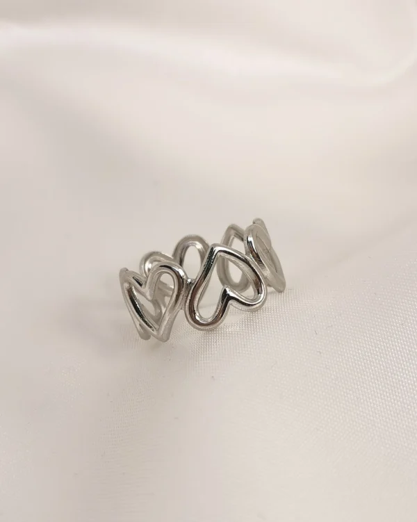 Δαχτυλίδι Καρδιές ασημένιο