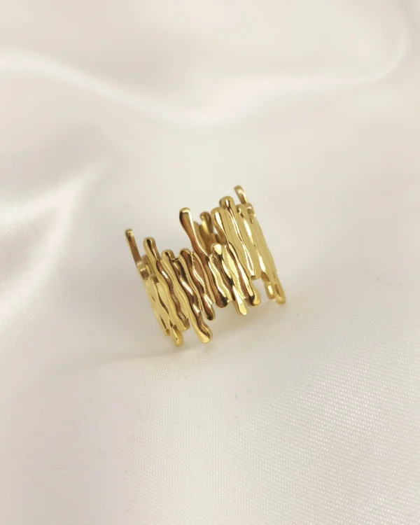 Δαχτυλίδι Ανάγλυφο Γραμμές χρυσό