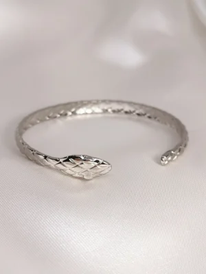 Βραχιόλι χειροπέδα Φίδι ασημένιο