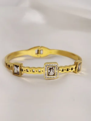 Βραχιόλι χειροπέδα Στρας Χρυσή