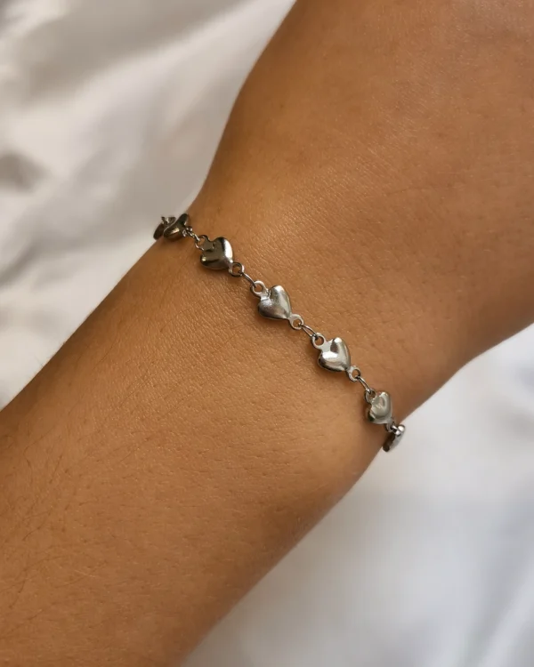 Βραχιόλι Αλυσίδα Καρδιές ασημένιο