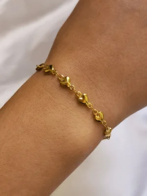 Βραχιόλι Αλυσίδα Καρδιές χρυσό