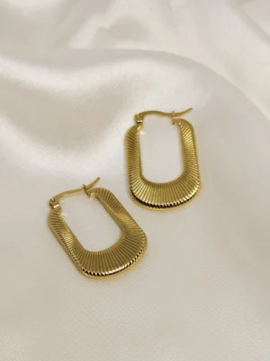 Σκουλαρίκια Κρίκοι Τετραγωνισμενοι χρυσά