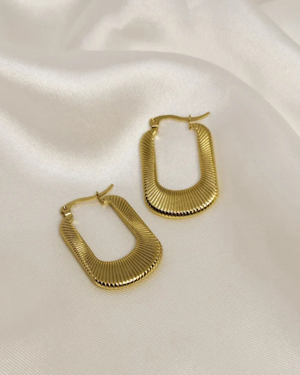 Σκουλαρίκια Κρίκοι Τετραγωνισμενοι χρυσά