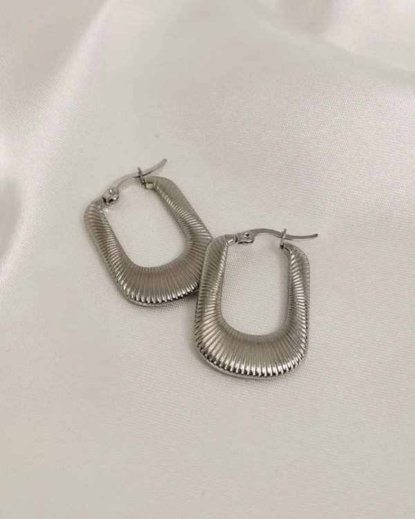 Σκουλαρίκια Κρίκοι Τετραγωνισμενοι ασημένια