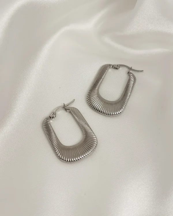 Σκουλαρίκια Κρίκοι Τετραγωνισμενοι ασημένια