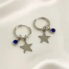 Σκουλαρίκια Κρίκος Αστέρι Μπλε Διαμαντάκι ασημένια