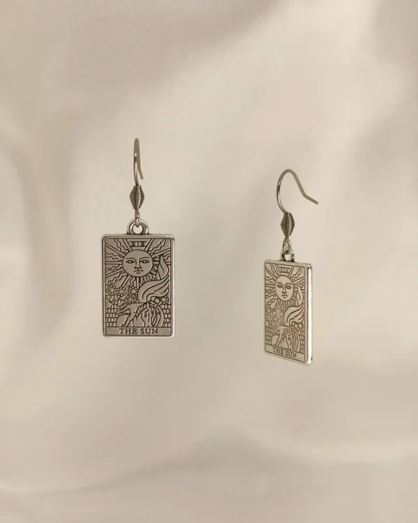 Σκουλαρίκια Κρεμαστά Ταρώ The Sun ασημένια