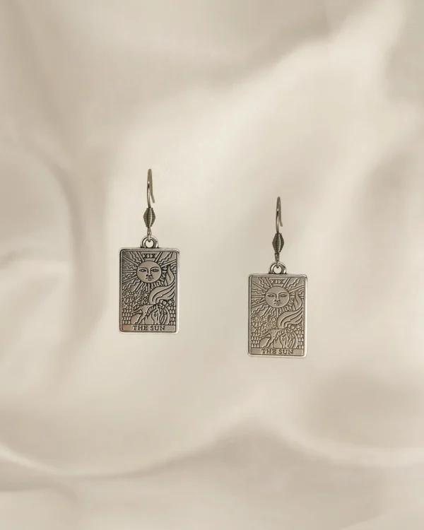 Σκουλαρίκια Κρεμαστά Ταρώ The Sun ασημένια