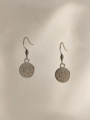 Σκουλαρίκια Κρεμαστά Άνθος ασημένια