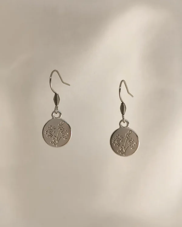 Σκουλαρίκια Κρεμαστά Άνθος ασημένια