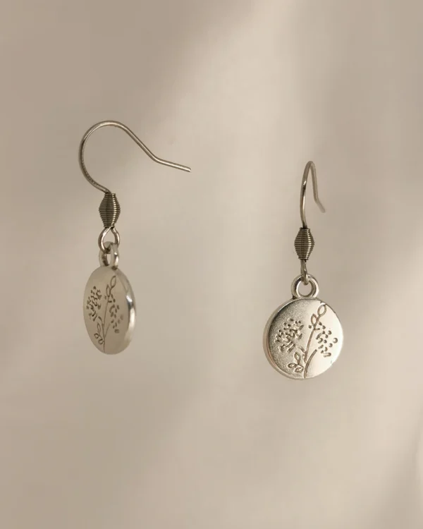 Σκουλαρίκια Κρεμαστά Άνθος ασημένια