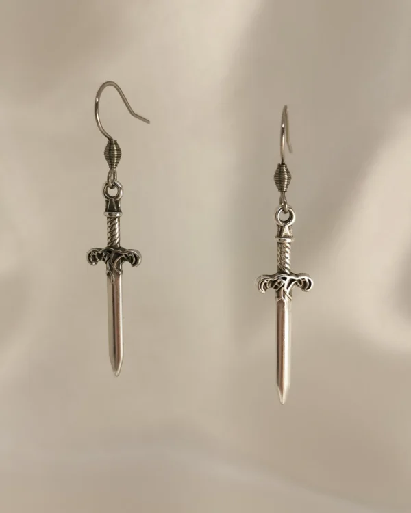 Σκουλαρίκια Κρεμαστά Σπαθί ασημένια