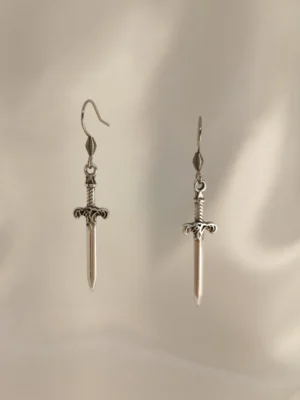 Σκουλαρίκια Κρεμαστά Σπαθί ασημένια