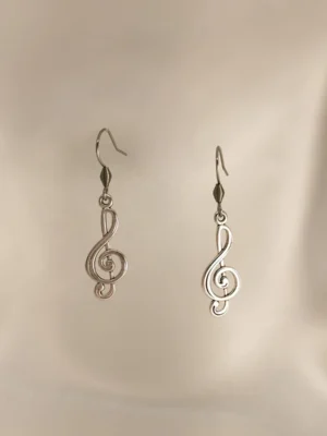 Σκουλαρίκια Κρεμαστά Κλειδί του Σολ ασημένια