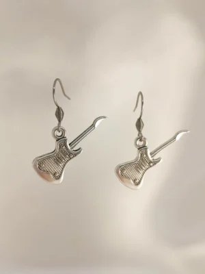 Σκουλαρίκια Κρεμαστά Κιθάρα ασημένια