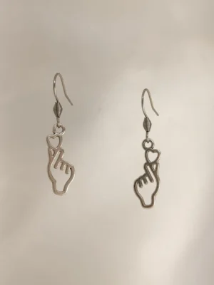 Σκουλαρίκια Κρεμαστά Korean Heart ασημένια