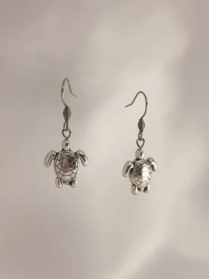 Σκουλαρίκια Κρεμαστά Χελωνάκι ασημένια