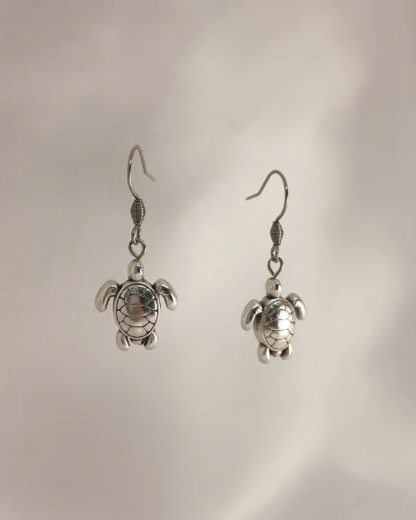 Σκουλαρίκια Κρεμαστά Χελωνάκι ασημένια