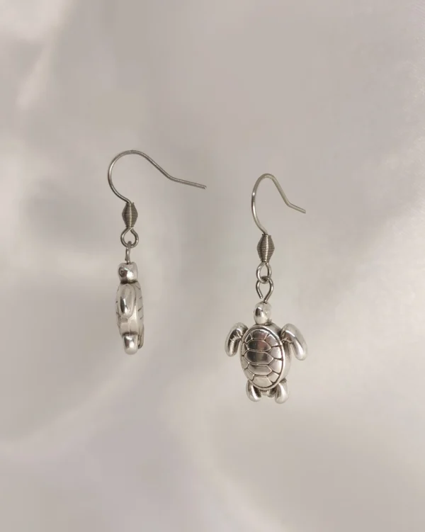 Σκουλαρίκια Κρεμαστά Χελωνάκι ασημένια