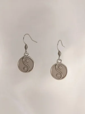 Σκουλαρίκια Κρεμαστά Yin-yang ασημένια