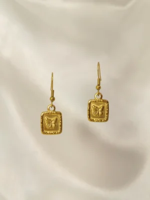 Σκουλαρίκια Κρεμαστά Πεταλούδα Ταυτότητα χρυσά