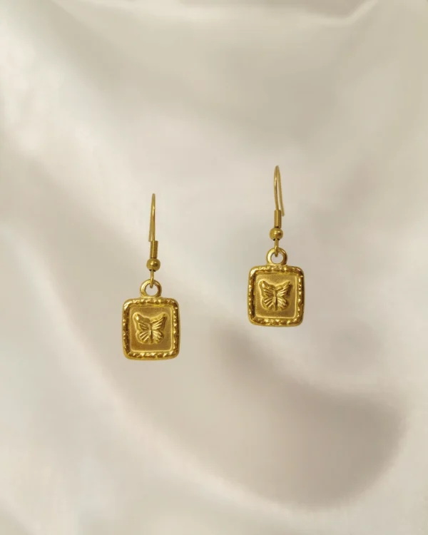 Σκουλαρίκια Κρεμαστά Πεταλούδα Ταυτότητα χρυσά
