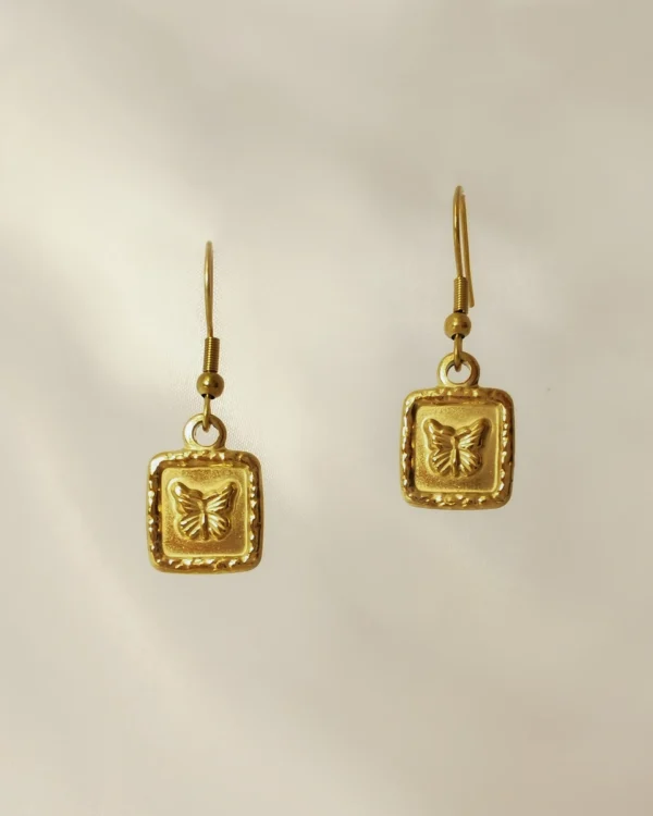 Σκουλαρίκια Κρεμαστά Πεταλούδα Ταυτότητα χρυσά
