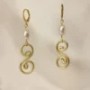 Σκουλαρίκια Χειροποίητα Πέρλα Σπείρα χρυσά
