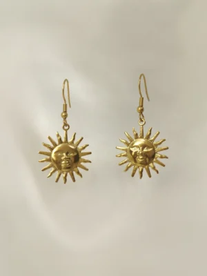 Σκουλαρίκια Κρεμαστά Ηλιος χρυσά