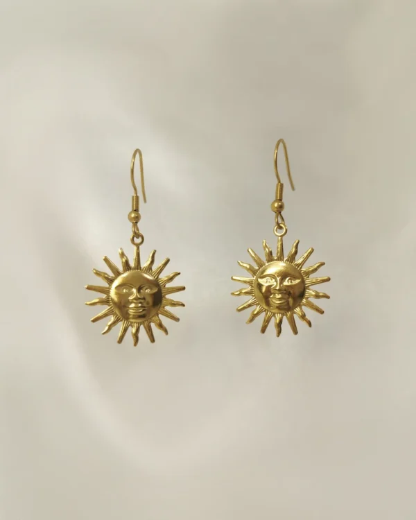 Σκουλαρίκια Κρεμαστά Ηλιος χρυσά