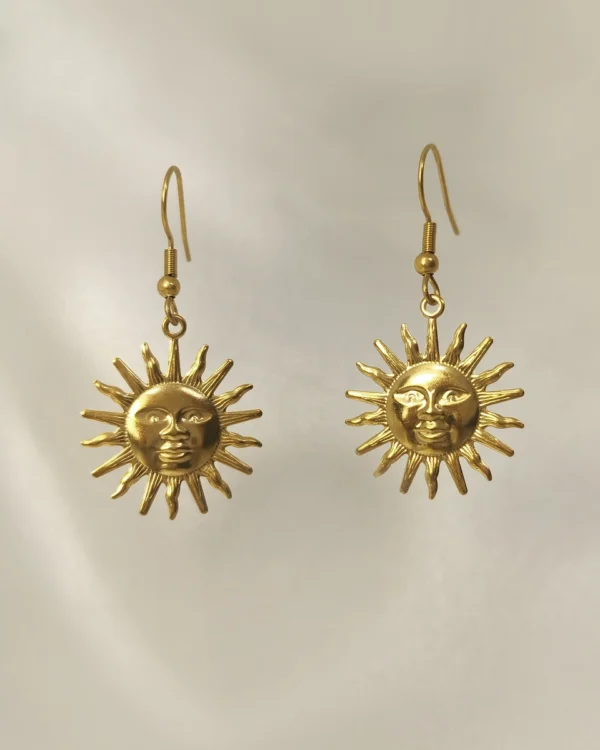 Σκουλαρίκια Κρεμαστά Ηλιος χρυσά