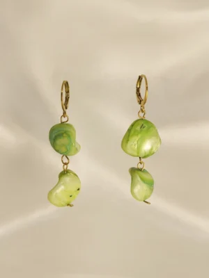Σκουλαρίκια Χειροποίητα Πράσινη Πέτρα χρυσά