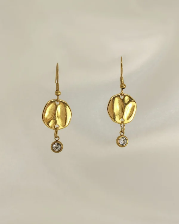 Σκουλαρίκια Κρεμαστά Φλουρί Διαμαντάκι χρυσά