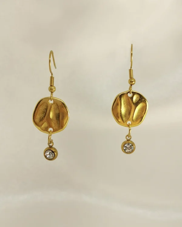 Σκουλαρίκια Κρεμαστά Φλουρί Διαμαντάκι χρυσά