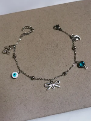 Βραχιόλι Charm Φιόγκος Γαλάζιο ασημένιο