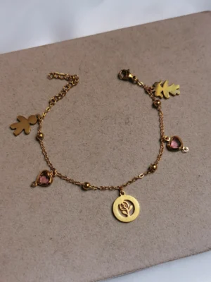 Βραχιόλι Charm Τριαντάφυλλο Ροζ χρυσό