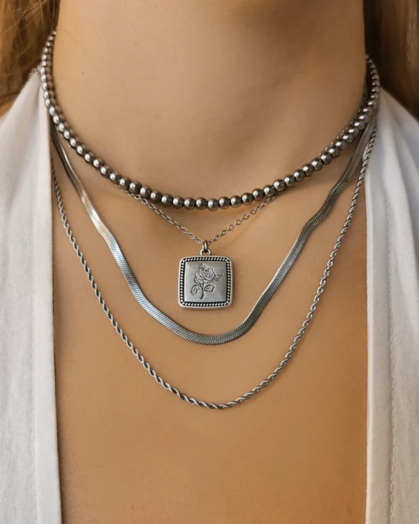 Untitled633_20251103151357_result Κολιέ Σετ τετραπλό τριαντάφυλλο ασημένιο