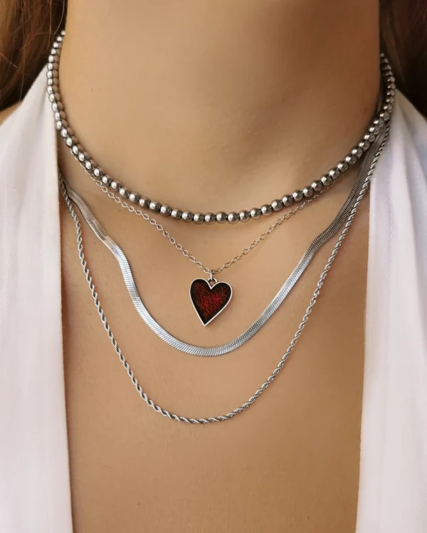 Untitled634_20251103153051_result Κολιέ Σετ τετραπλό Καρδιά ασημένιο