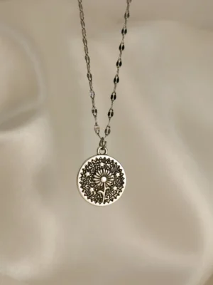 Κολιέ Ηλιοτρόπιο ασημένιο