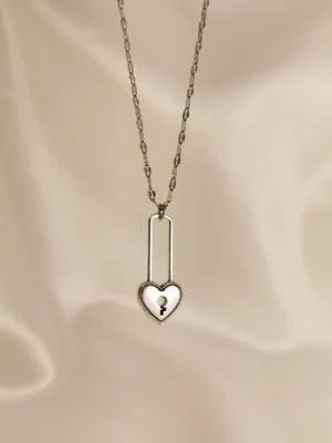 Κολιέ Κλειδαριά Καρδιά ασημένιο